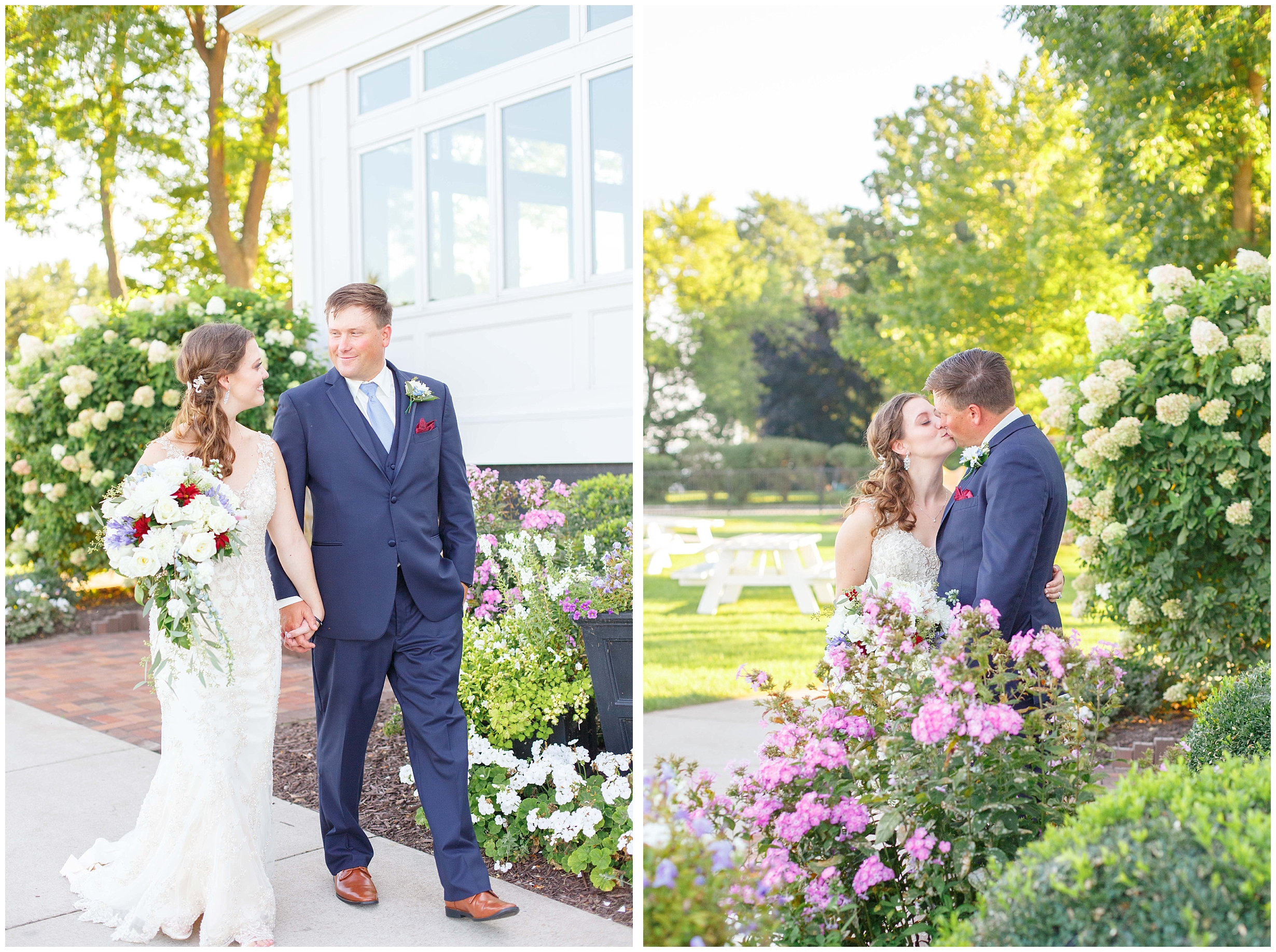 wedding portraits in garden outside of the Waters Oshkosh