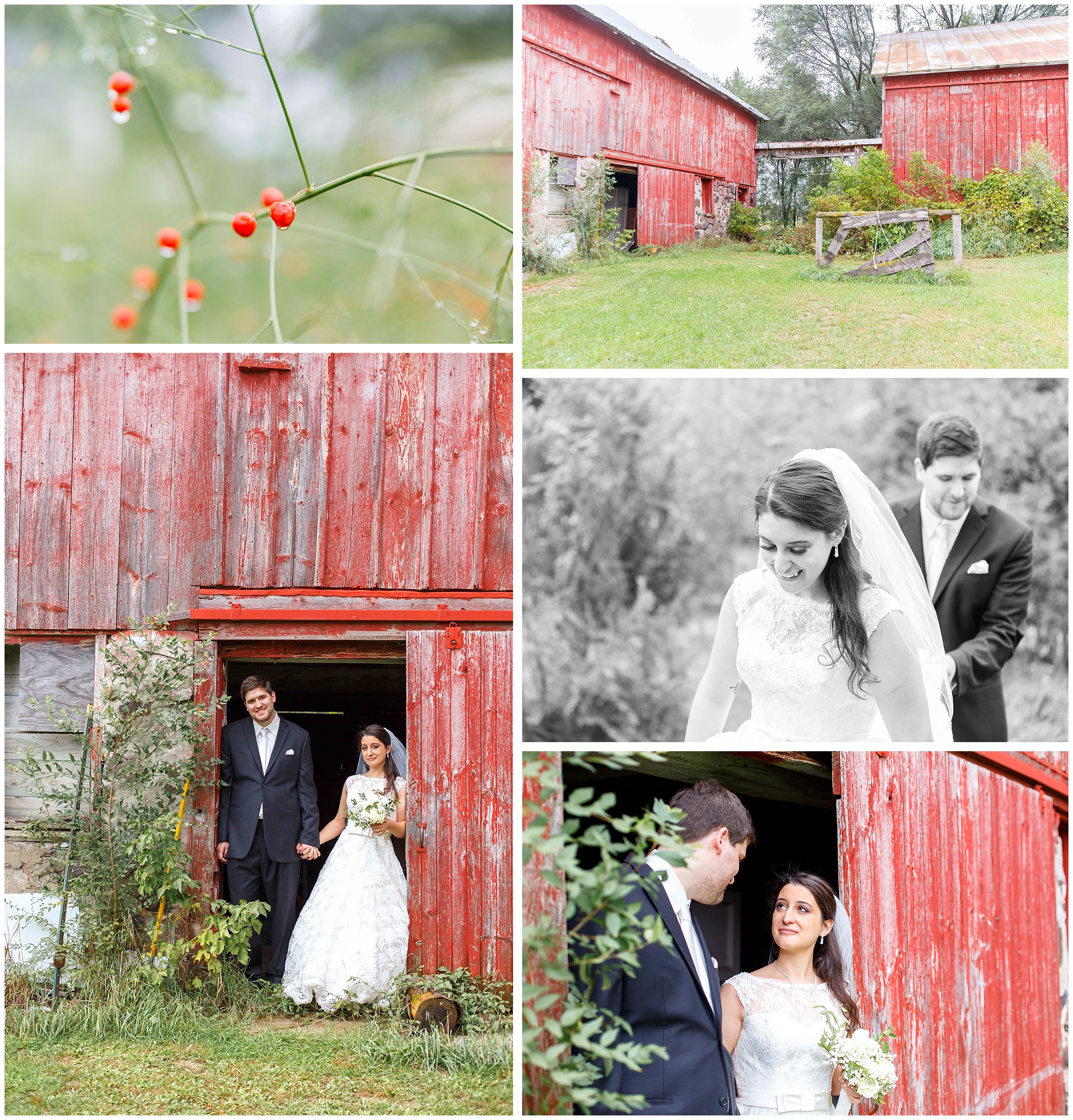 barn wedding bride and groom portraits